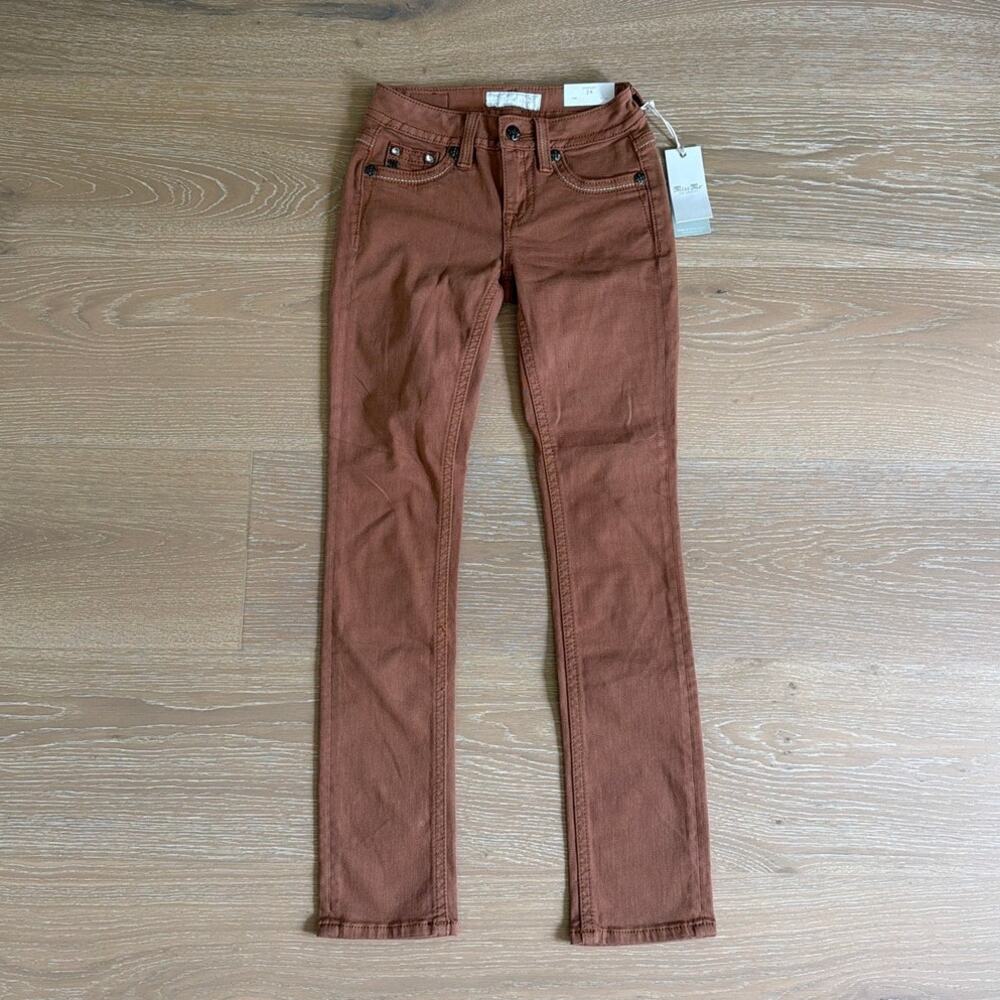 Miss Me Jeans Mid Rise Straight Leg Size 24 Camel Brown